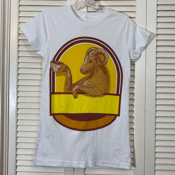 DesignByHumans Coffee Ram Short Sleeve Tee - Picture 1 of 3